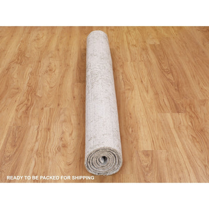 6'X9' Wool And Pure Silk Hand Knotted Broken Design Fine Oriental Rug