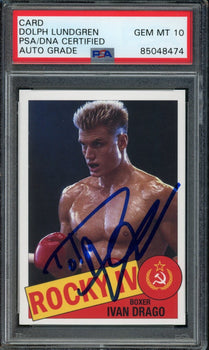 Dolph Lundgren Autographed Rocky Iv Ivan 1985 Topps  Card Psa/Dna Gem Mint 10