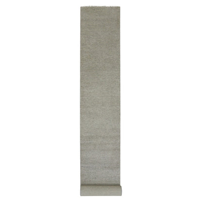2'5"X18'6" Scorpion Gray Undyed Wool Hand Knotted Xl Runner Grass Rug