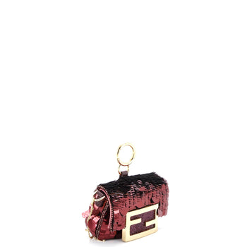 Fendi Chain Baguette Charm Bag Sequins Nano