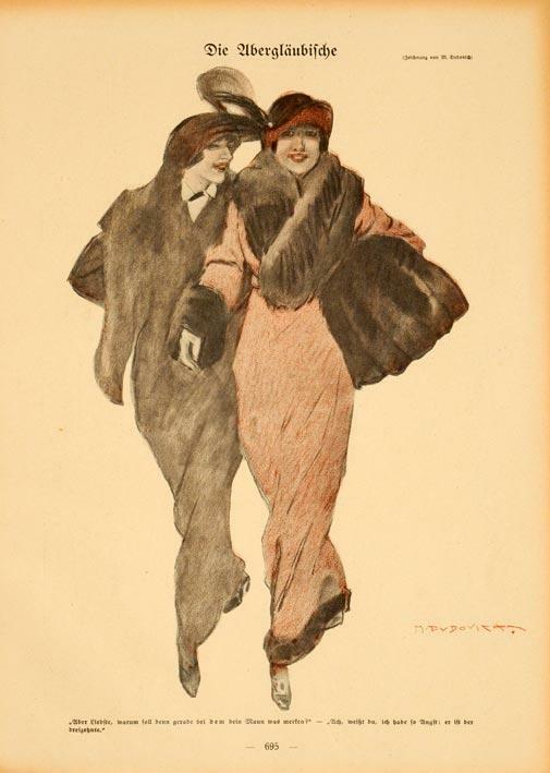 Simplicissimus 1913 By Marcello Dudovich Fashionable Ladies On Linen Original