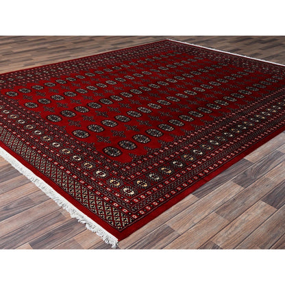 8'2"X10'1" Red Princess Bokara Tribal Medallions Rug Pure Wool Hand Knotted