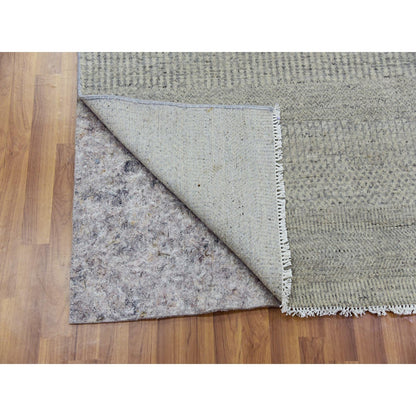 6'X6' Goose Gray 100% Undyed Wool Hand Knotted Grass Design Square Rug