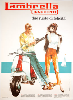 Lambretta Innocenti By Pieto Vera 1963 Original Printing Offset On Linen