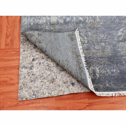 8'10"X11'8" Davy'S Gray Hand Knotted Zoroastrian Tebraz Wool And Silk Rug