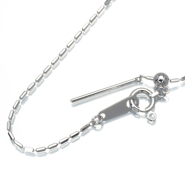Cut Cylinder Chain Necklace 18K 750 White Gold 43Cm