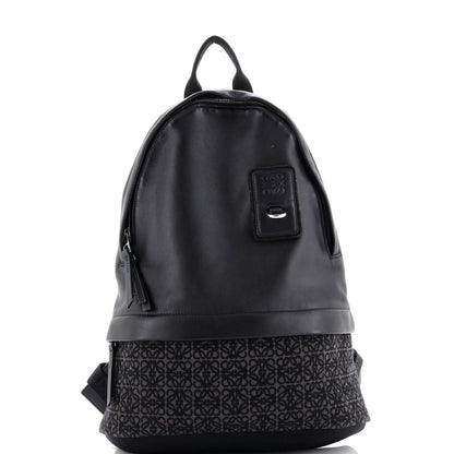 Loewe Round Slim Backpack Leather And Anagram Jacquard
