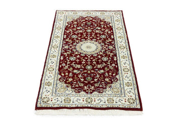 Handmade Indo-Nain Oriental Rug Classic Red