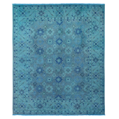 8'X9'8" Bayern Blue 100% Wool Overdyed Kazak Leaf Design Hand Knotted Rug