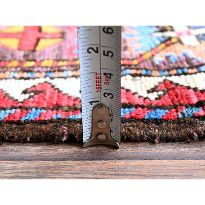 5'X6'7" Cantaloupe Orange Caucasian Design Revival Hand Knotted Wool Rug