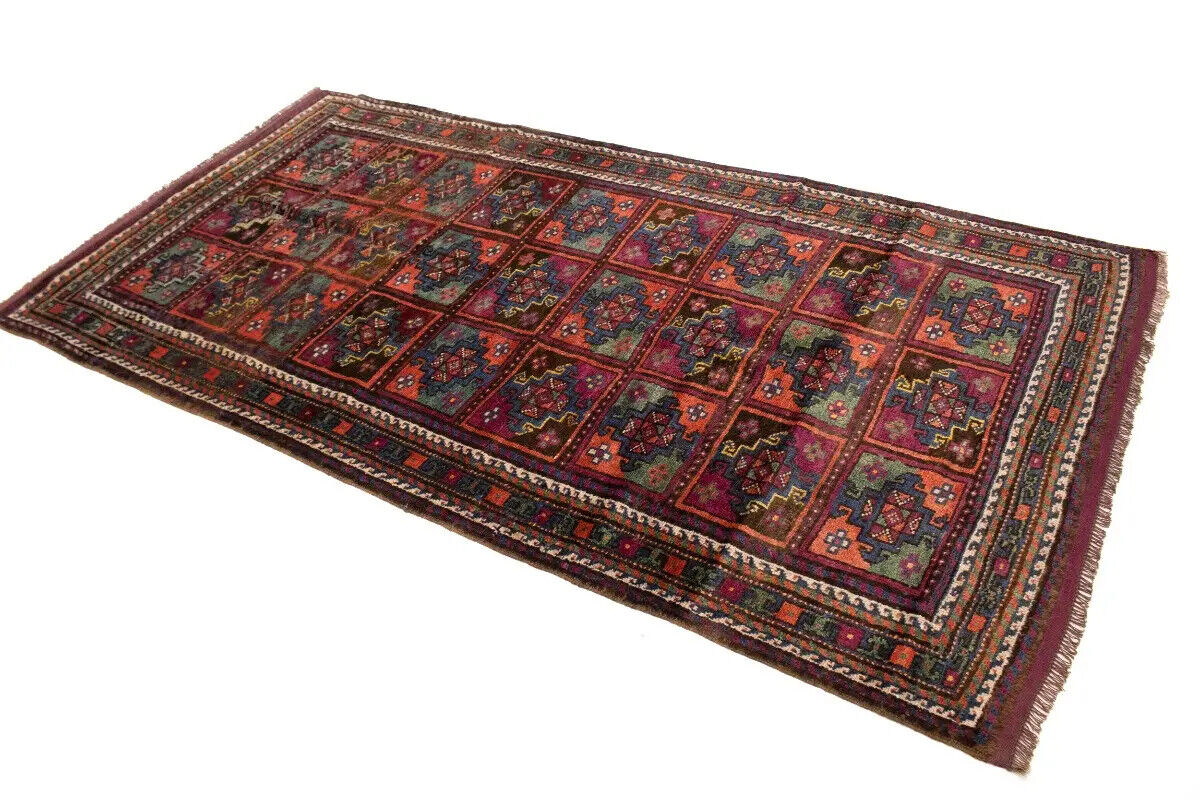 Vintage Violet Brown Oriental Rug Tribal Design