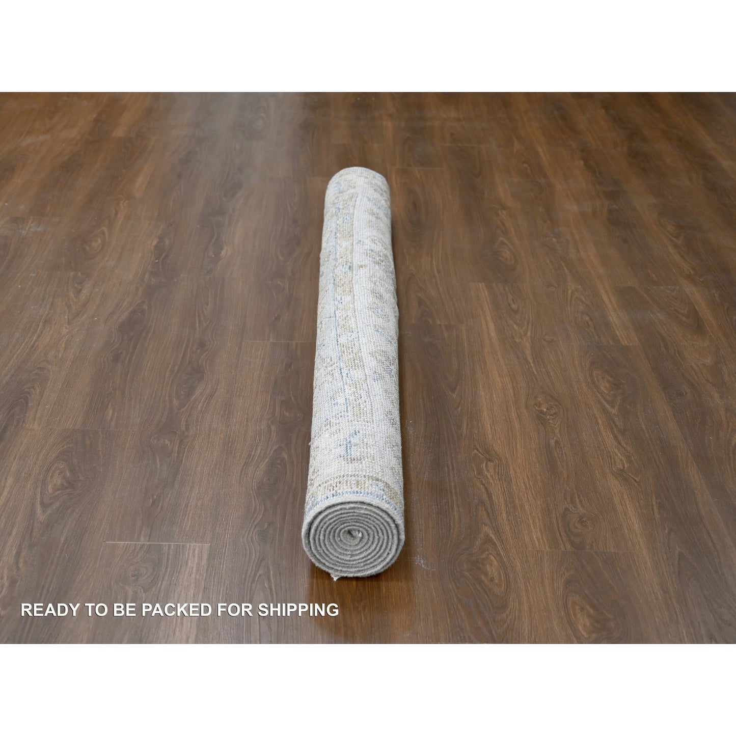 6'2"X9' Wythe Blue Wool Hand Knotted Oushak Design Supple Collection Rug