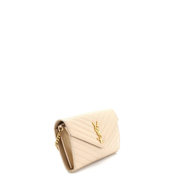 Saint Laurent Classic Monogram Wallet On Chain Matelasse Chevron Leather Medium