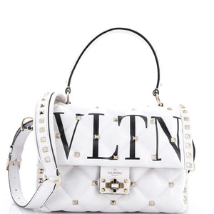 Valentino Garavani Vltn Candystud Top Handle Bag Printed Leather Medium