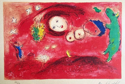 Marc Chagall Lithograph Coa Original Hand-Signed Hand-Numbered Crayon Stamp