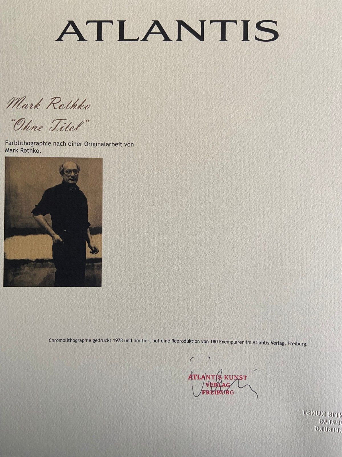 Mark Rothko Lithograph Coa Signed Op Numbered Stamp