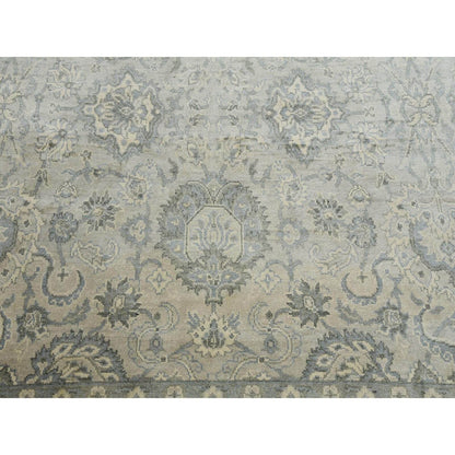 8'6"X12' Oushak Design With Touches Of Gold Pure Silk Hand Knotted Rug
