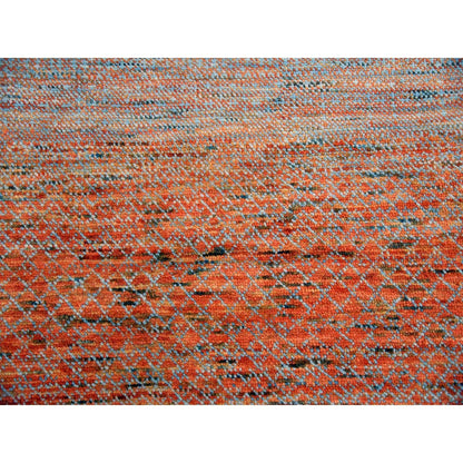 10'1"X14' Orange Pure Wool Hand Knotted Modern Chiaroscuro Collection Rug