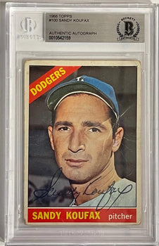 Sandy Koufax Autographed 1966 Topps Card #100 (Beckett)
