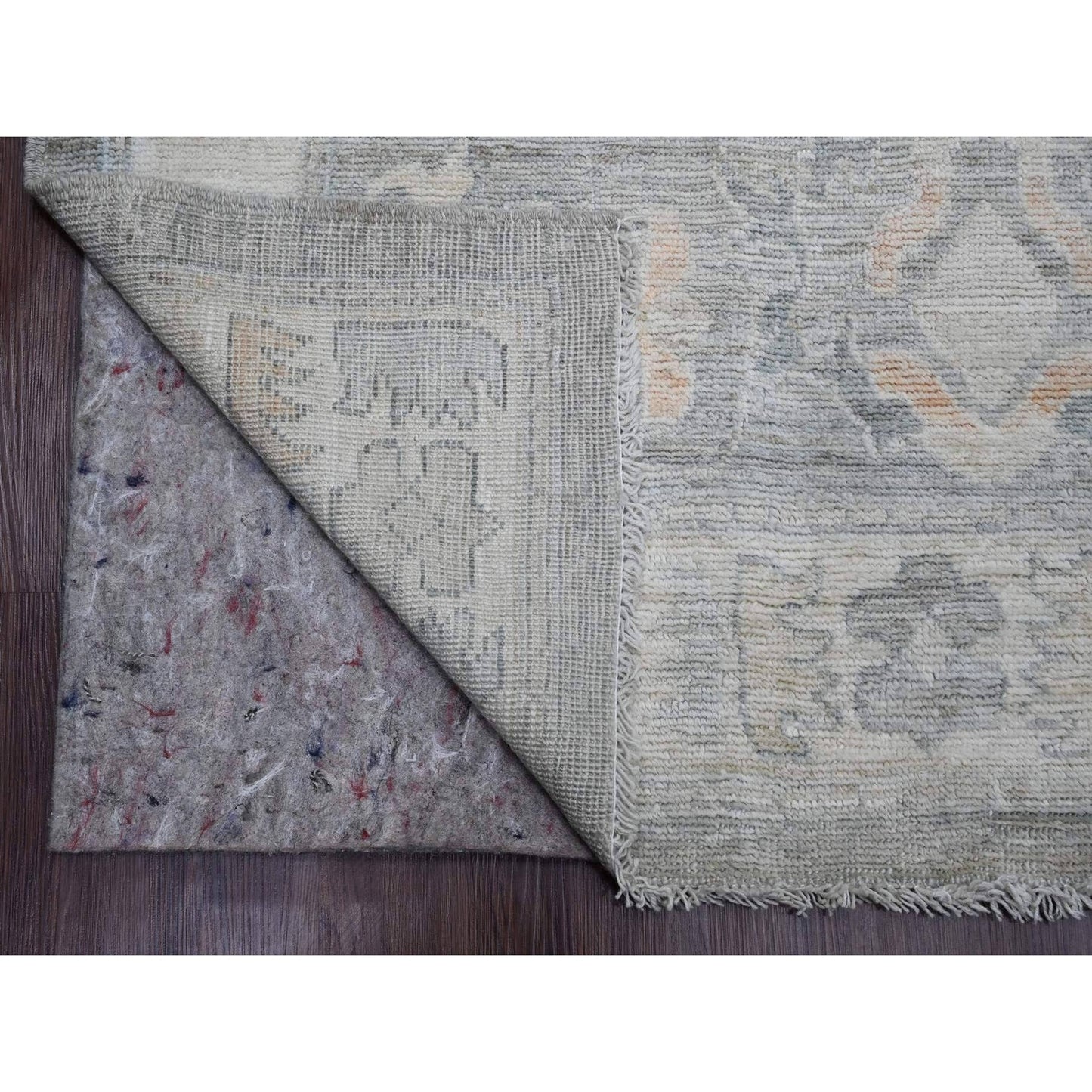 9'X12'6" Gray Afghan Angora Oushak Leaf Design 100% Wool Hand Knotted Rug
