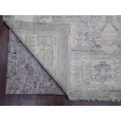 9'X12'6" Gray Afghan Angora Oushak Leaf Design 100% Wool Hand Knotted Rug