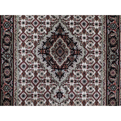 2'8"X10'1" Ivory Mahi Fish Design Wool And Silk Hand Knotted Runner Rug