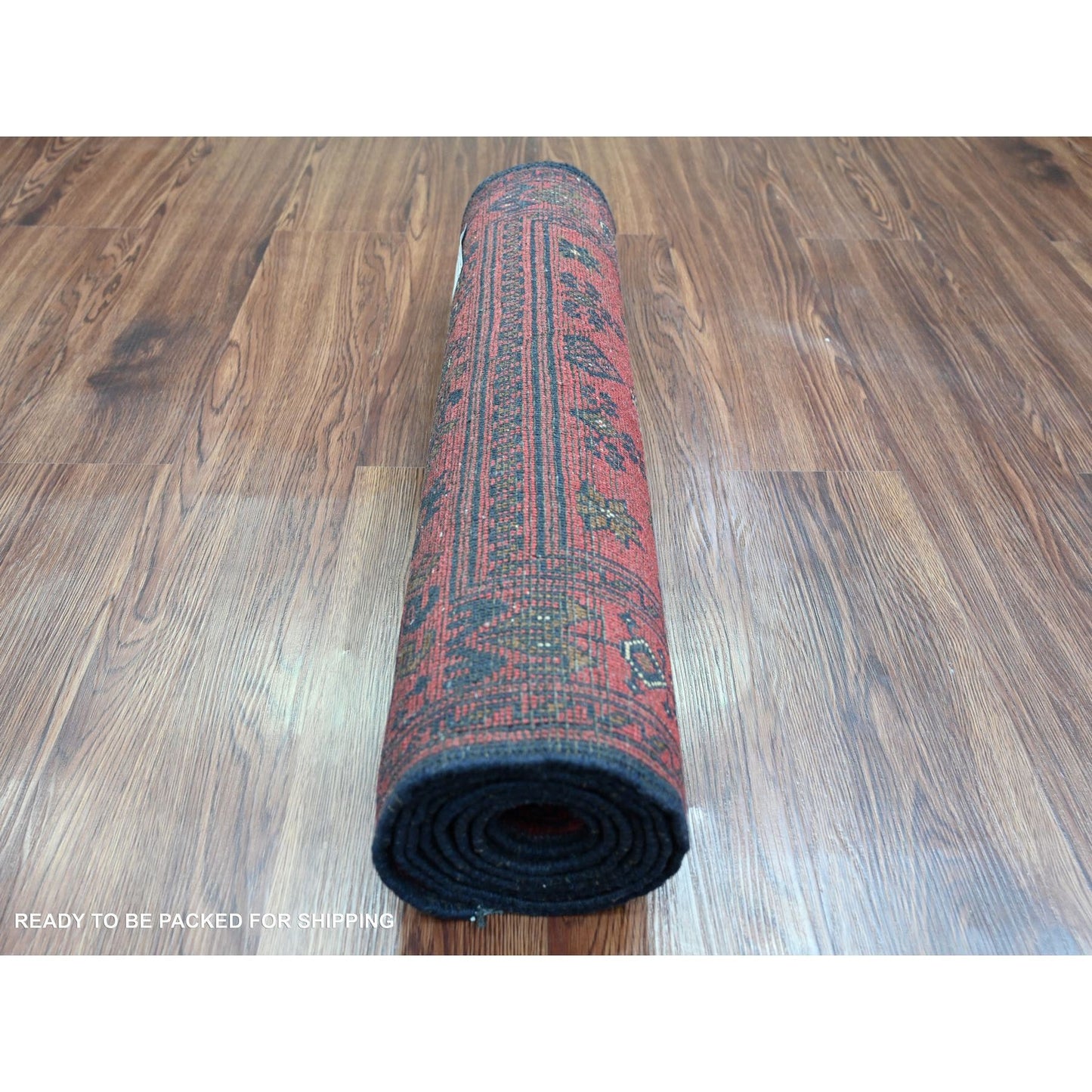 2'4"X7'9" Red Andkhoy Medallion Design 100% Wool Hand Knotted Runner Rug