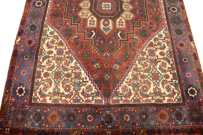 Vintage Handmade Oriental Rug Floral Geometric