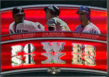 Hanley Ramirez, Cal Ripken Jr. & Troy Tulowitzki 2010 Topps Triple Threads Game-