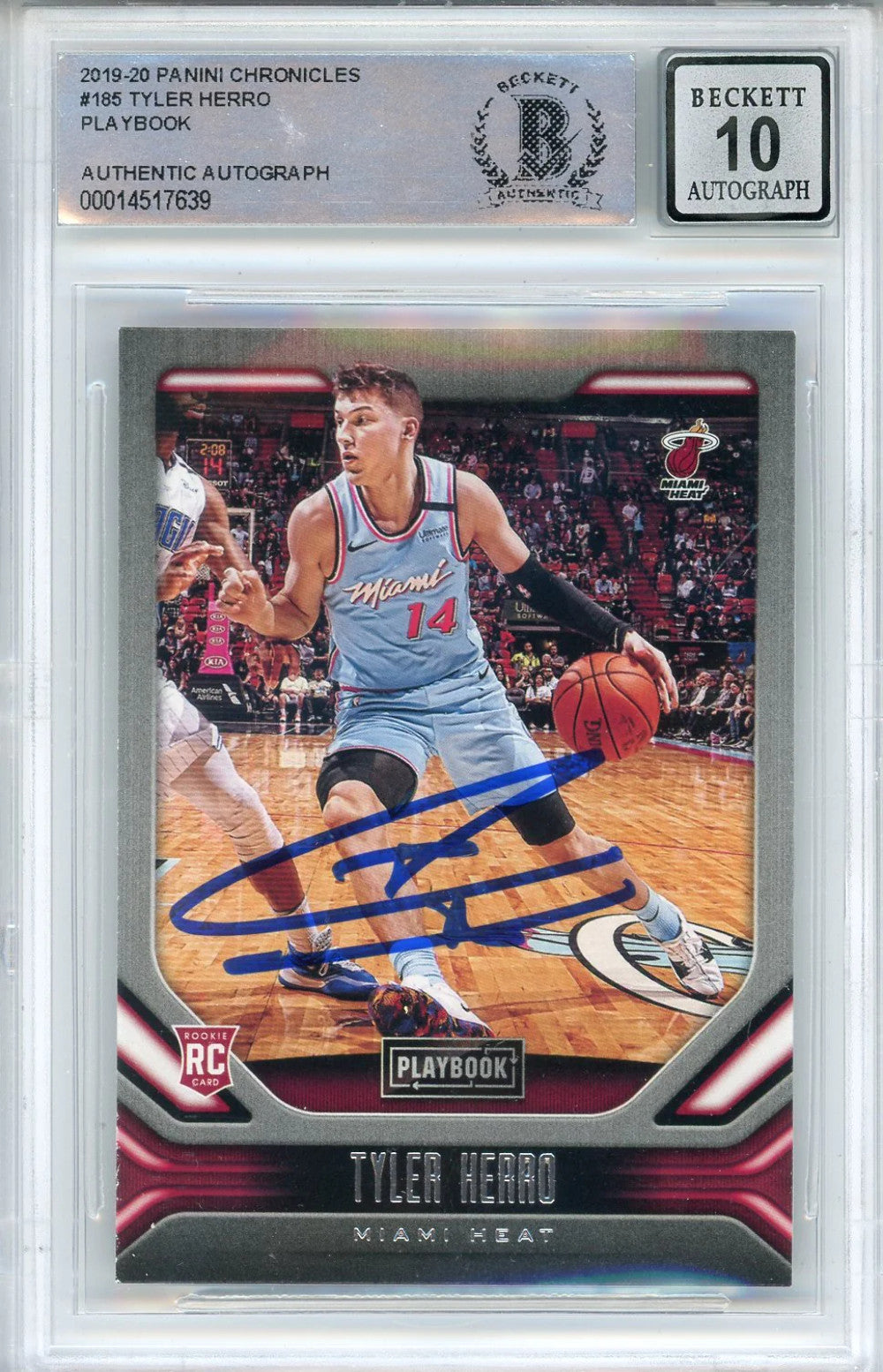 Tyler Herro Autographed 2019-20 Panini Chronicles Playbook Rookie Card #185 (Bgs