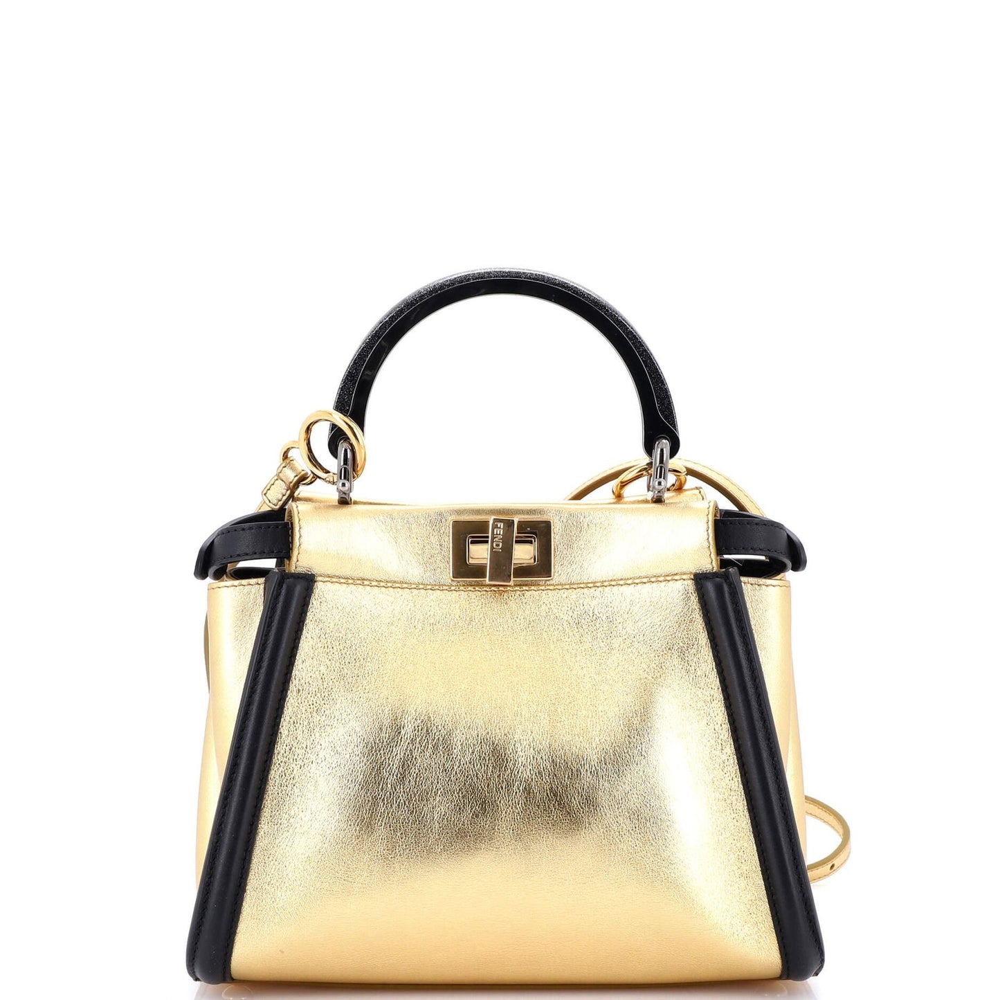 Fendi Resin Handle Peekaboo Bag Leather Mini