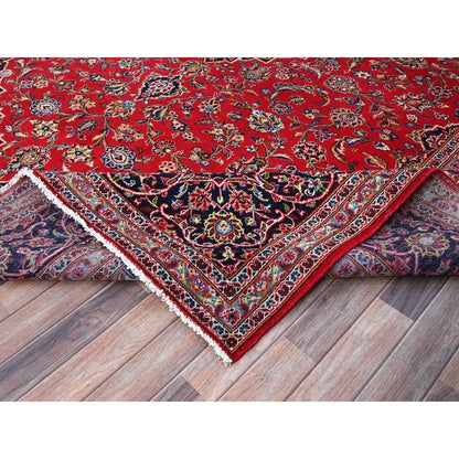 9'10"X13'1" Ketchup Red Hand Knotted Wool Vintage Kishoon Full Pile Rug