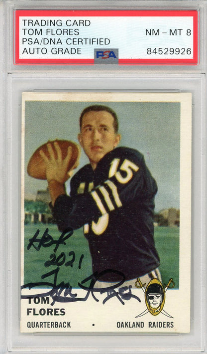 Tom Flores "Hof 2021" Autographed 1961 Fleer Card #188 (Psa Auto 8)