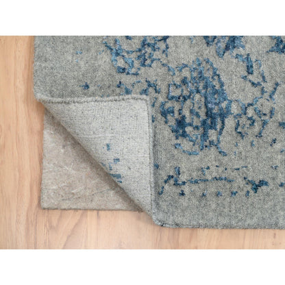 10'X14' Fine Jacquard Wool And Plant Based Silk Hand Loomed Gray Rug