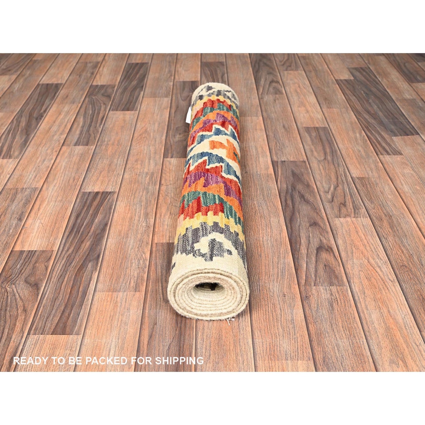 2'10"X8'1" Colorful Afghan Kilim 100% Wool Rug Flat Weave Hand Woven Runner