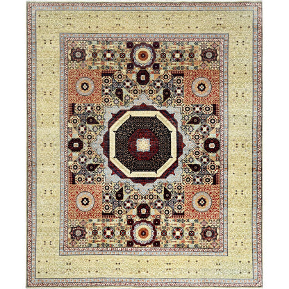 8'2"X10' Green Wool Hand Knotted Super Fine Peshawar 200 Kpsi Rug