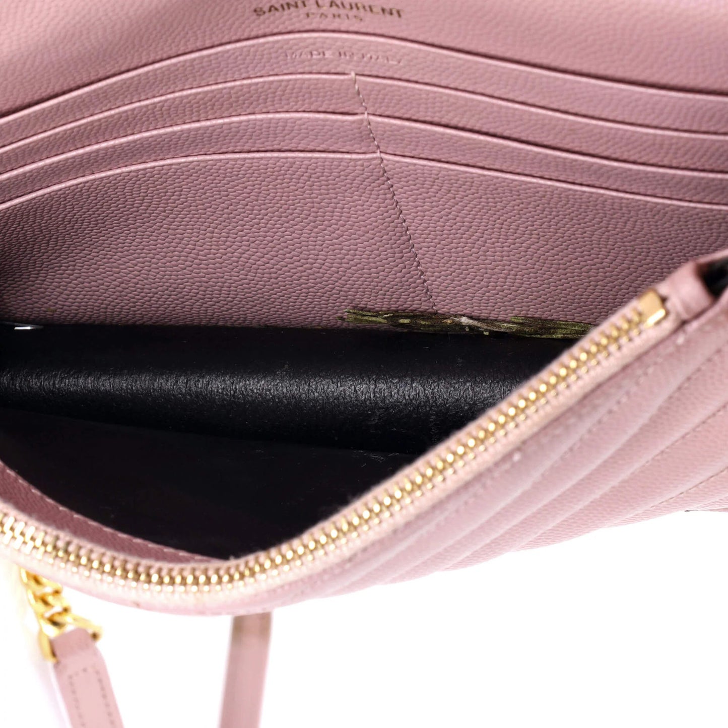 Saint Laurent Classic Monogram Wallet On Chain Matelasse Chevron Leather Small