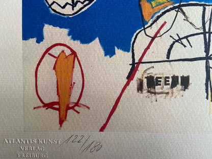 Jean-Michel Basquiat Coa Lithograph Signed Hand Numbered (Stamp