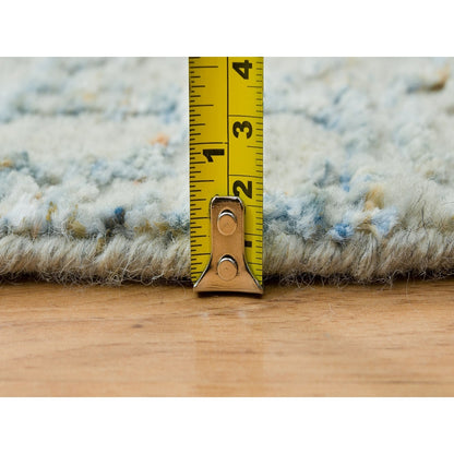 9'10"X9'10" Gray Wool And Silk Modern Jacquard Hand Loomed Round Rug