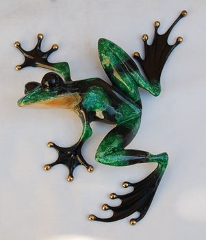 Tim Cotterill (Frogman) 8.8In Green Frog 1780/2000 Signed 1997 Bronze Painted