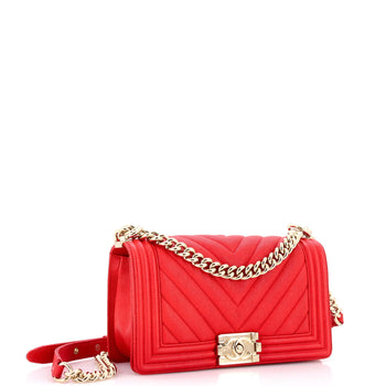 Chanel Boy Flap Bag Chevron Caviar Old Medium