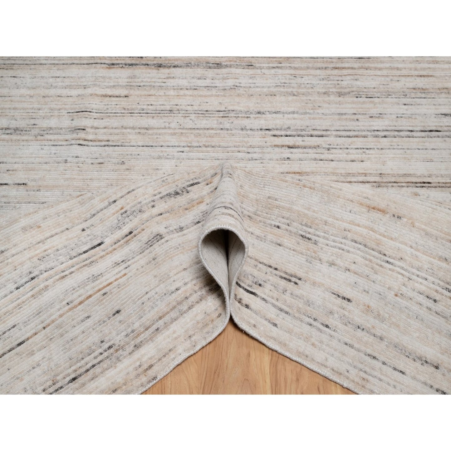 9'1"X12' Ivory Modern Design Indoor Outdoor Hand Loomed Oriental Rug