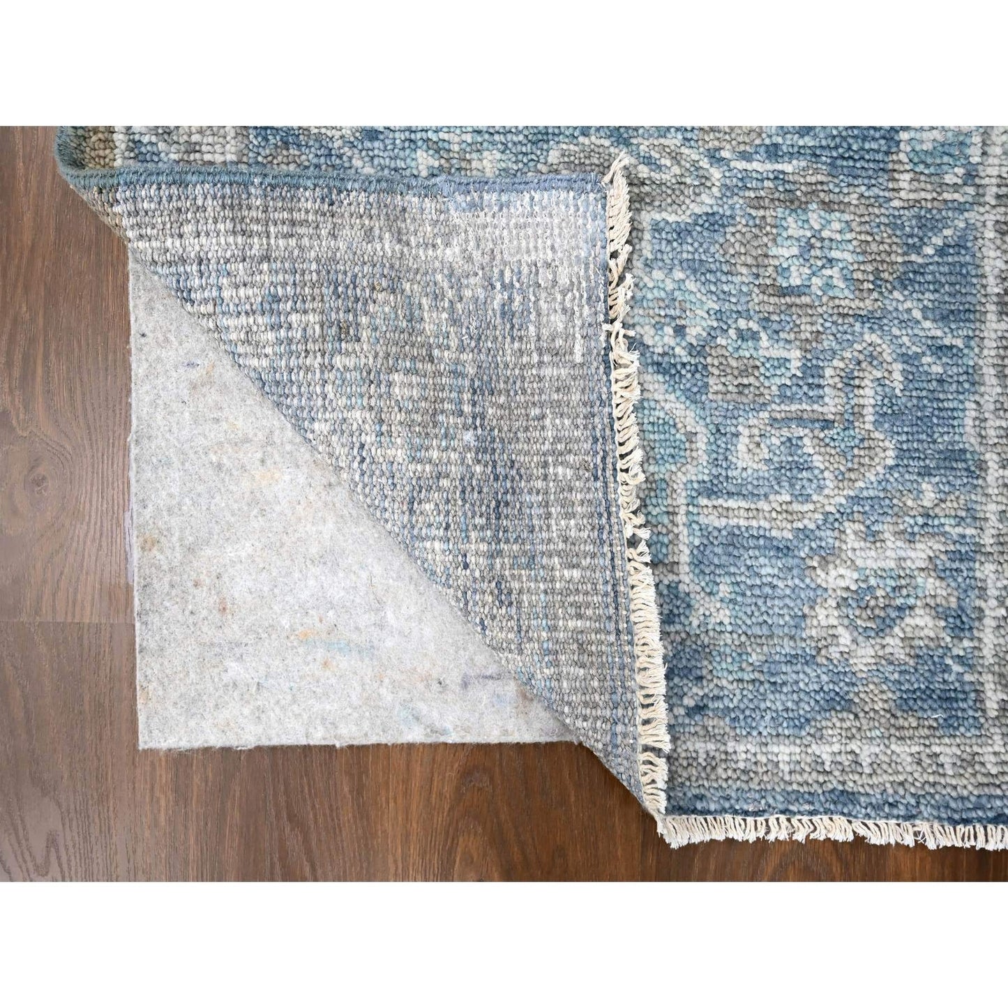 2'6"X8'5" Imperial Blue Oushak Design Hand Knotted Soft Wool Runner Rug