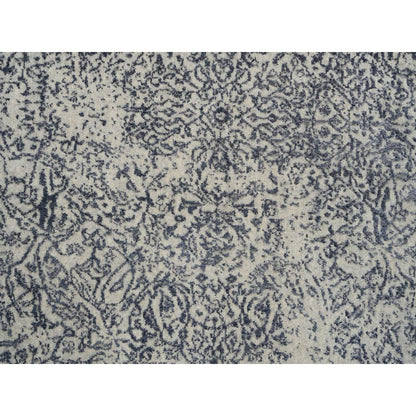 10'X10' Gray Fine Jacquard Wool And Silk Hand Loomed Round Rug