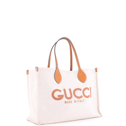 Gucci Logo Shopper Tote Printed Canvas Medium