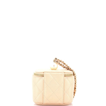 Chanel Classic Pearl Vanity Case With Chain Quilted Caviar Mini