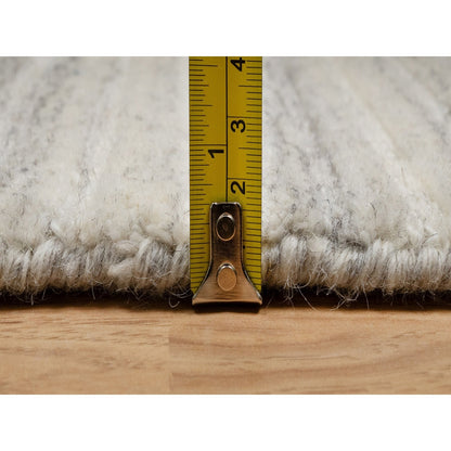 2'7"X12' Ivory Hand Loomed Plain Modern Design Undyed All Wool Runner Rug