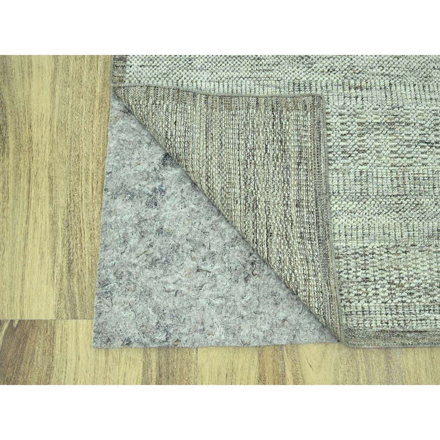Brown pure wool runner rug oxidized grass design hand knotted 2'8"x6'3".