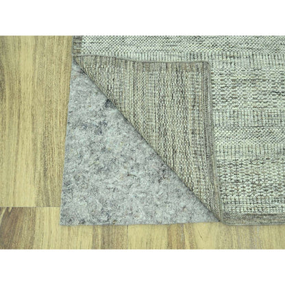 Brown pure wool runner rug oxidized grass design hand knotted 2'8"x6'3".