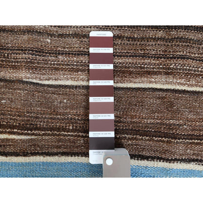 10'5"x14' Wool Flat Weave Brown Mountain Design Kilim Hand Woven Rug
